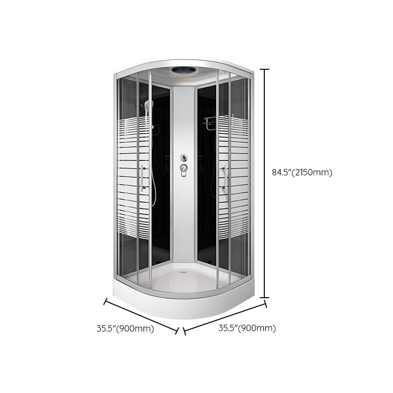 Contemporary Round Shower Stall Double Sliding Frosted Framed Shower Stall with Ceiling Clearhalo 'Bathroom Remodel & Bathroom Fixtures' 'Home Improvement' 'home_improvement' 'home_improvement_shower_stalls_enclosures' 'Shower Stalls & Enclosures' 'shower_stalls_enclosures' 'Showers & Bathtubs' 1200x1200_a52918e1-d1a8-4aa2-aee4-41b5dfcb4d2e