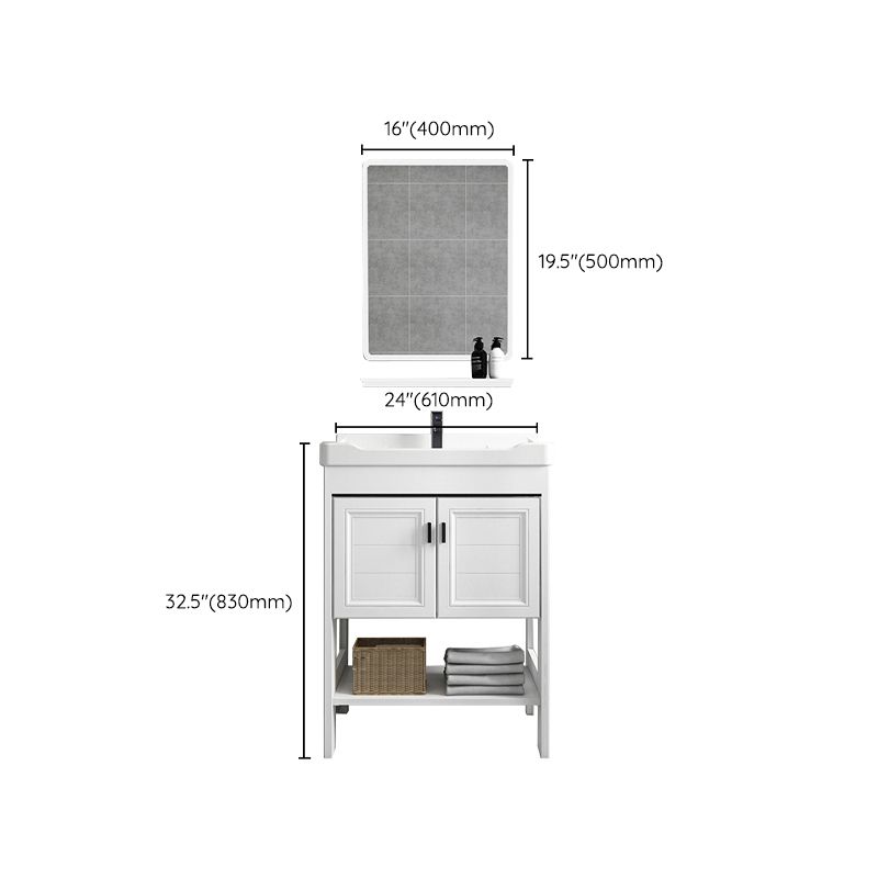Modern Single Bath Vanity Freestanding White Metal Base Sink Vanity Clearhalo 'Bathroom Remodel & Bathroom Fixtures' 'Bathroom Vanities' 'bathroom_vanities' 'Home Improvement' 'home_improvement' 'home_improvement_bathroom_vanities' 1200x1200_a54001ec-2ee9-4b3a-9937-3f45288e8ccd
