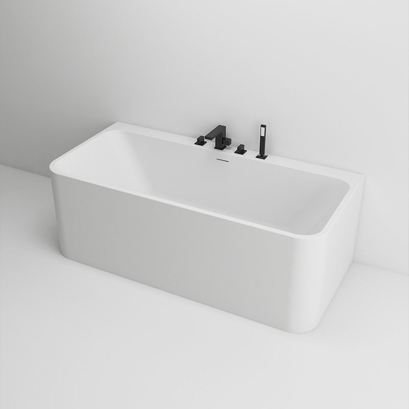 White Stone Rectangular Bath Tub Soaking Stand Alone Tub with Drain and Overflow Trim Clearhalo 'Bathroom Remodel & Bathroom Fixtures' 'Bathtubs' 'Home Improvement' 'home_improvement' 'home_improvement_bathtubs' 'Showers & Bathtubs' 1200x1200_a555eb29-7ed2-4d6f-8964-a455fce87cee
