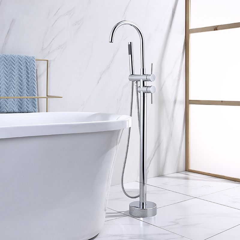 Floor Mounted Metal Freestanding Tub Filler Double Handles Freestanding Bathtub Faucet Clearhalo 'Bathroom Remodel & Bathroom Fixtures' 'Bathtub Faucets' 'bathtub_faucets' 'Home Improvement' 'home_improvement' 'home_improvement_bathtub_faucets' 1200x1200_a55ca167-10d1-441c-a782-aa2d242f27c8