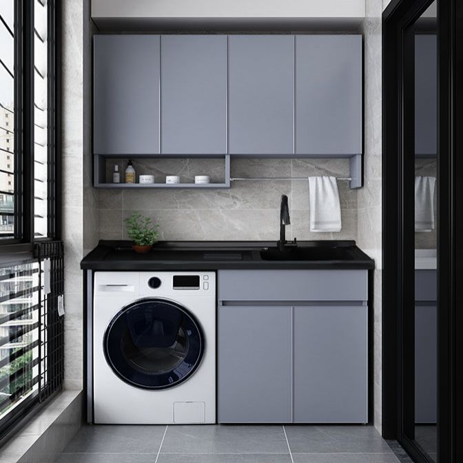 Modern Metal Freestanding Bathroom Sink Vanity with Sink Faucet Clearhalo 'Bathroom Remodel & Bathroom Fixtures' 'Bathroom Vanities' 'bathroom_vanities' 'Home Improvement' 'home_improvement' 'home_improvement_bathroom_vanities' 1200x1200_a55cd0f0-08f7-44d7-95f8-76cd7e6a69cc