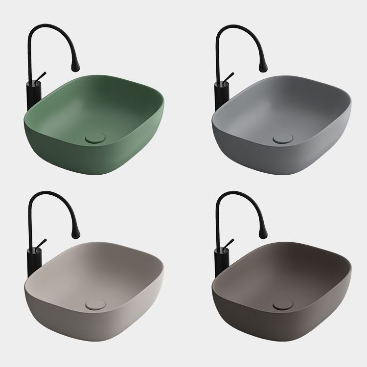 Modern Vessel Lavatory Sink Rectangular Porcelain with Faucet and Pop-Up Drain Basin Sink Clearhalo 'Bathroom Remodel & Bathroom Fixtures' 'Bathroom Sinks & Faucet Components' 'Bathroom Sinks' 'bathroom_sink' 'Home Improvement' 'home_improvement' 'home_improvement_bathroom_sink' 1200x1200_a575458c-6d68-4b6c-a2c7-f2fbe17fe18a