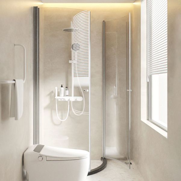 Hinged Door Shower Enclosure Tempered Glass Semi-Frameless Shower Enclosure Clearhalo 'Bathroom Remodel & Bathroom Fixtures' 'Home Improvement' 'home_improvement' 'home_improvement_shower_stalls_enclosures' 'Shower Stalls & Enclosures' 'shower_stalls_enclosures' 'Showers & Bathtubs' 1200x1200_a57e7f93-b248-45f8-8176-335e66ba074c