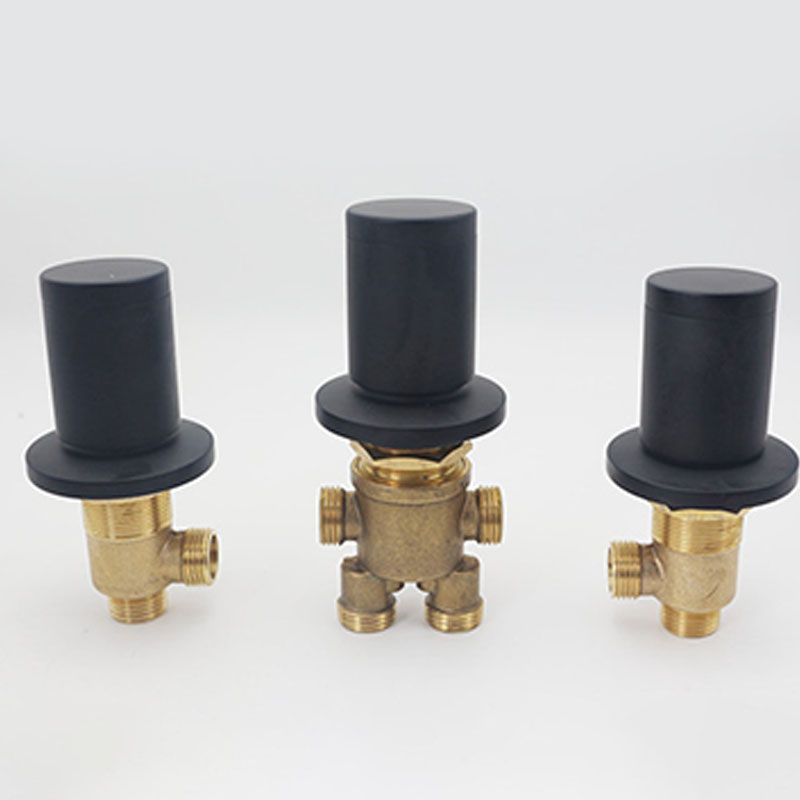 Modern Brass Tub Faucet in Black with 3 Handles Deck Mount Bathroom Faucet Clearhalo 'Bathroom Remodel & Bathroom Fixtures' 'Bathtub Faucets' 'bathtub_faucets' 'Home Improvement' 'home_improvement' 'home_improvement_bathtub_faucets' 1200x1200_a58edb93-f742-43db-941e-d3fa2482c611