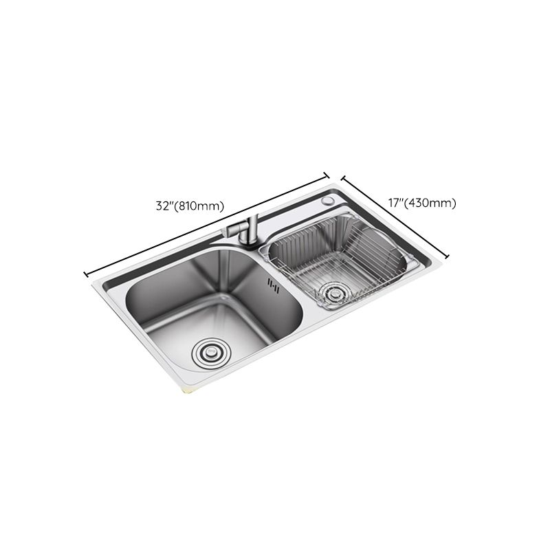 Modern Stainless Steel Kitchen Sink Double Sink Kitchen Sink with Basket Strainer Clearhalo 'Home Improvement' 'home_improvement' 'home_improvement_kitchen_sinks' 'Kitchen Remodel & Kitchen Fixtures' 'Kitchen Sinks & Faucet Components' 'Kitchen Sinks' 'kitchen_sinks' 1200x1200_a5932b26-e913-45cf-bc37-21e61bb101e0