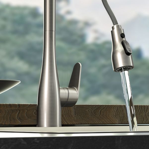 Modern Touch Sensor Kitchen Sink Faucet Swivel Spout with Pull Down Sprayer Clearhalo 'Home Improvement' 'home_improvement' 'home_improvement_kitchen_faucets' 'Kitchen Faucets' 'Kitchen Remodel & Kitchen Fixtures' 'Kitchen Sinks & Faucet Components' 'kitchen_faucets' 1200x1200_a59d6534-d676-42db-9499-672985230066