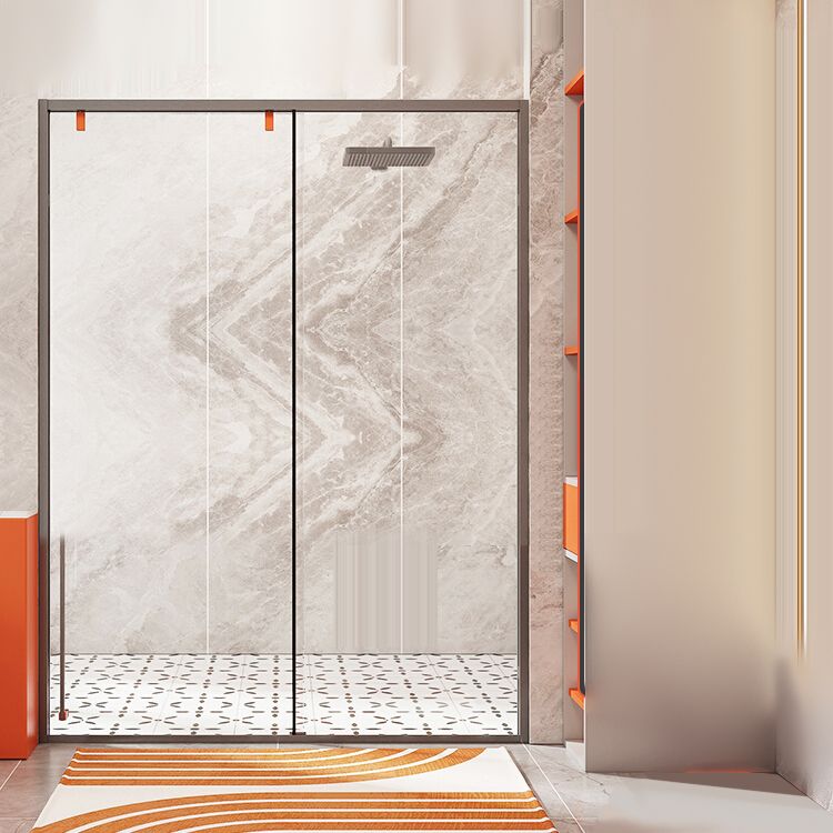 Silver Semi Frameless Shower Doors Single Sliding Shower Bath Door Clearhalo 'Bathroom Remodel & Bathroom Fixtures' 'Home Improvement' 'home_improvement' 'home_improvement_shower_tub_doors' 'Shower and Tub Doors' 'shower_tub_doors' 'Showers & Bathtubs' 1200x1200_a5a82a27-0208-443f-91ac-b831dda27b38