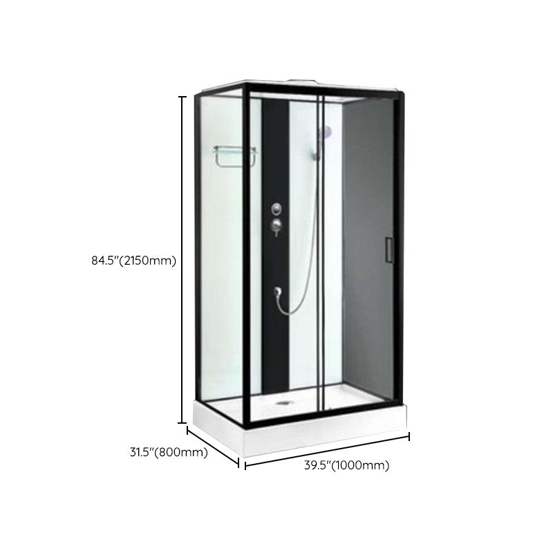 Shower Enclosure Clear Framed Single Sliding Rectangle Black Shower Stall Clearhalo 'Bathroom Remodel & Bathroom Fixtures' 'Home Improvement' 'home_improvement' 'home_improvement_shower_stalls_enclosures' 'Shower Stalls & Enclosures' 'shower_stalls_enclosures' 'Showers & Bathtubs' 1200x1200_a5acd868-e07b-4999-bf5c-81fecf6d4cd4