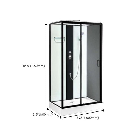 Shower Enclosure Clear Framed Single Sliding Rectangle Black Shower ...