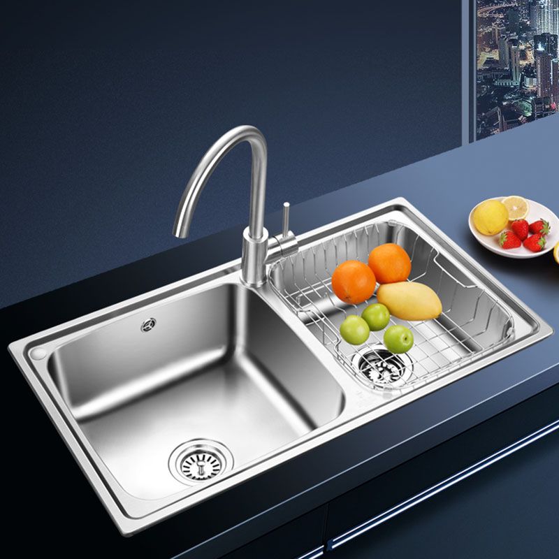 Double Bowl Kitchen Sink Stainless Steel Kitchen with Faucet Included Clearhalo 'Home Improvement' 'home_improvement' 'home_improvement_kitchen_sinks' 'Kitchen Remodel & Kitchen Fixtures' 'Kitchen Sinks & Faucet Components' 'Kitchen Sinks' 'kitchen_sinks' 1200x1200_a5b682e5-1e2e-4bbc-9ff0-6714c44572a5