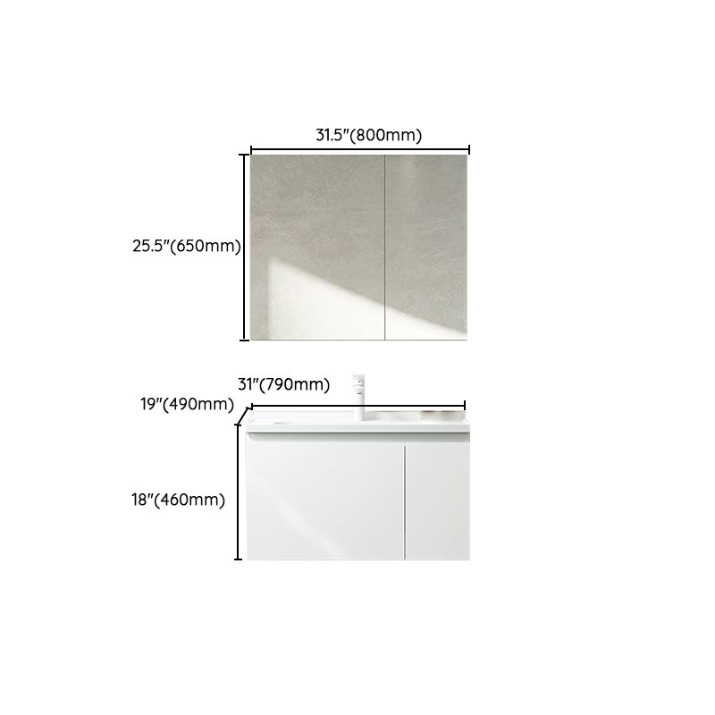 Trendy Bathroom Sink Vanity White Oval Sink One Drawer Wall Mounted Standard Clearhalo 'Bathroom Remodel & Bathroom Fixtures' 'Bathroom Vanities' 'bathroom_vanities' 'Home Improvement' 'home_improvement' 'home_improvement_bathroom_vanities' 1200x1200_a5d8fb16-3c98-4121-950a-b99bb1f857d6