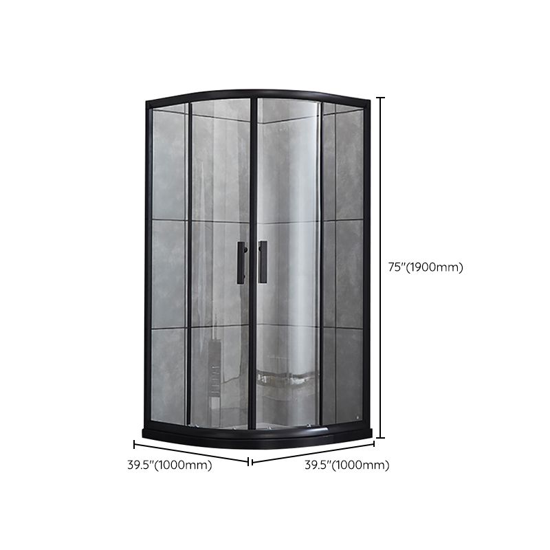 Rounded Matt Black Shower Enclosure Tempered Glass Corner Shower Enclosure Clearhalo 'Bathroom Remodel & Bathroom Fixtures' 'Home Improvement' 'home_improvement' 'home_improvement_shower_stalls_enclosures' 'Shower Stalls & Enclosures' 'shower_stalls_enclosures' 'Showers & Bathtubs' 1200x1200_a5da7cf0-a7dc-49b9-a846-0e504a606450