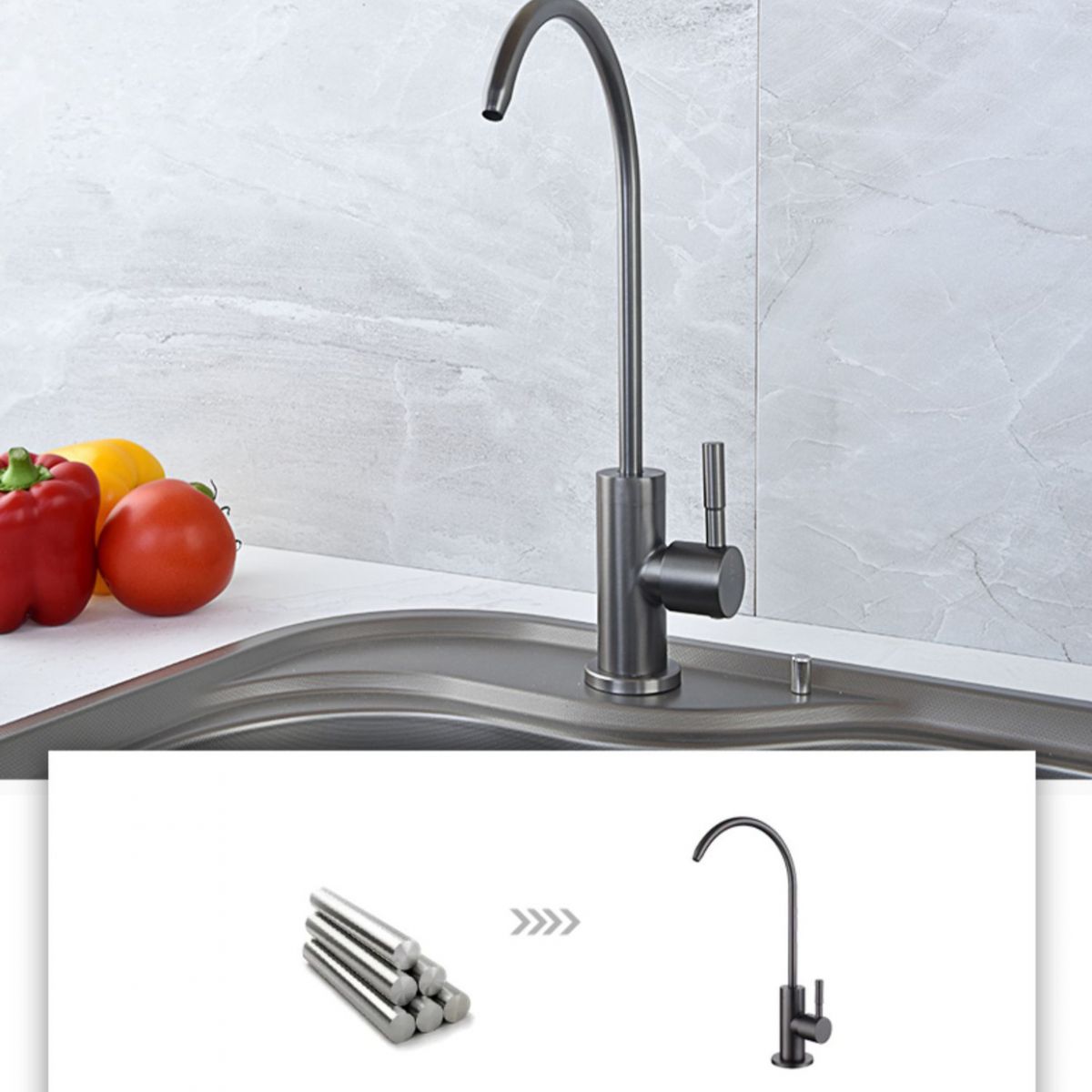Pull Down 1-Hold Single Handle Kitchen Faucet High Arch Water Filler Clearhalo 'Home Improvement' 'home_improvement' 'home_improvement_kitchen_faucets' 'Kitchen Faucets' 'Kitchen Remodel & Kitchen Fixtures' 'Kitchen Sinks & Faucet Components' 'kitchen_faucets' 1200x1200_a5f89d7f-50e5-4911-8924-70d11b56c0a0