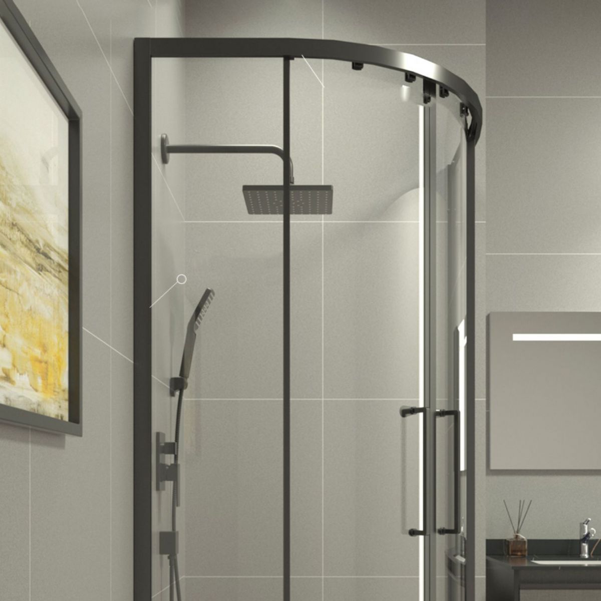 Linear Sliding Shower Enclosure Metal Semi-Frameless Shower Enclosure Clearhalo 'Bathroom Remodel & Bathroom Fixtures' 'Home Improvement' 'home_improvement' 'home_improvement_shower_stalls_enclosures' 'Shower Stalls & Enclosures' 'shower_stalls_enclosures' 'Showers & Bathtubs' 1200x1200_a663394a-714e-475a-a369-f0eda56eb475