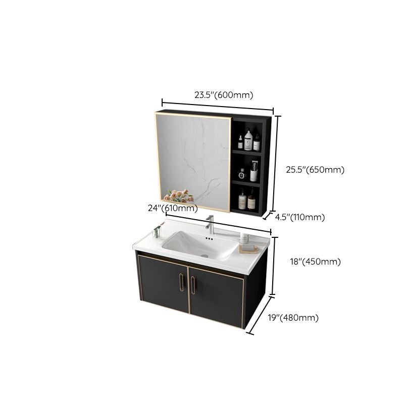 Glam Single Sink Vanity Metal Frame Rectangular Wall Mount Bath Vanity Clearhalo 'Bathroom Remodel & Bathroom Fixtures' 'Bathroom Vanities' 'bathroom_vanities' 'Home Improvement' 'home_improvement' 'home_improvement_bathroom_vanities' 1200x1200_a67630d8-040a-41db-8fa3-a824c2c9002f