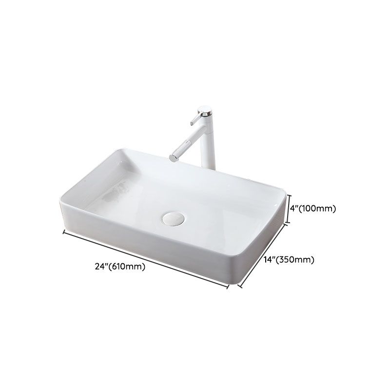 Modern Vessel Bathroom Sink Rectangular Porcelain Drain Vessel Sink(Not Included Faucet) Clearhalo 'Bathroom Remodel & Bathroom Fixtures' 'Bathroom Sinks & Faucet Components' 'Bathroom Sinks' 'bathroom_sink' 'Home Improvement' 'home_improvement' 'home_improvement_bathroom_sink' 1200x1200_a679e7ed-d9bc-4a50-99aa-9faa45edc355