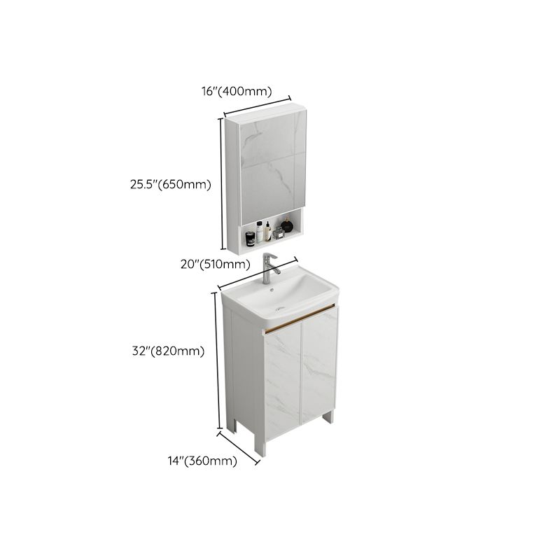 Modern White Metal Base Vanity Single Freestanding Rectangular Sink Vanity Clearhalo 'Bathroom Remodel & Bathroom Fixtures' 'Bathroom Vanities' 'bathroom_vanities' 'Home Improvement' 'home_improvement' 'home_improvement_bathroom_vanities' 1200x1200_a68b4bdb-5264-412f-a61e-0dd0f9661fd4