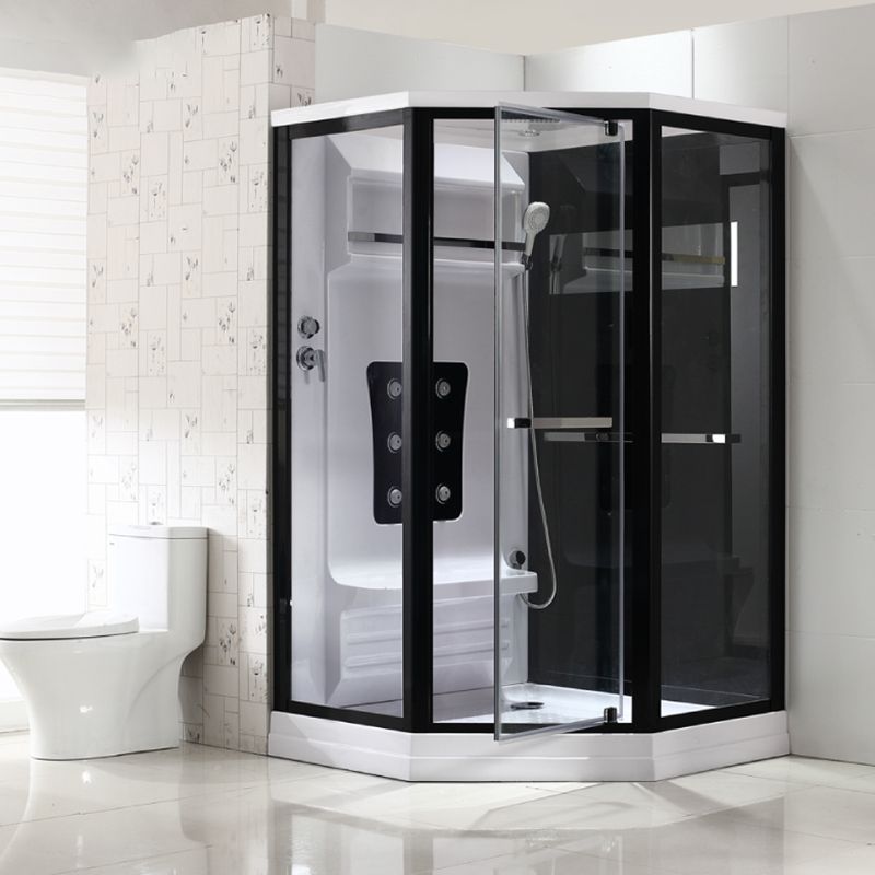 Neo-Angle Shower Stall Clear Tempered Glass Shower Enclosure With Shower Floor Clearhalo 'Bathroom Remodel & Bathroom Fixtures' 'Home Improvement' 'home_improvement' 'home_improvement_shower_stalls_enclosures' 'Shower Stalls & Enclosures' 'shower_stalls_enclosures' 'Showers & Bathtubs' 1200x1200_a68f9db8-9d9b-40b2-aee2-db6d145587e1