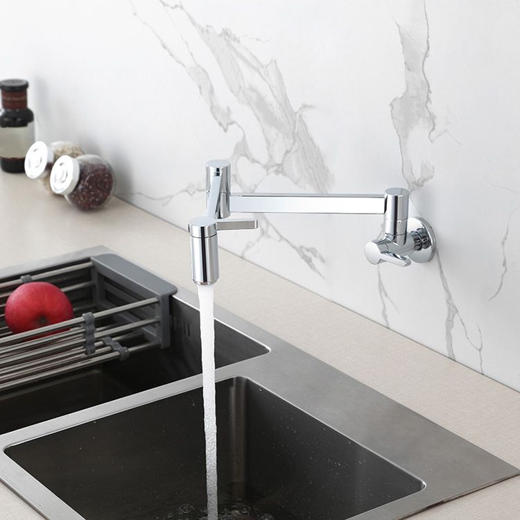 Modern Double Handle Wall Mounted Pot Filler Low Profile Filler Clearhalo 'Home Improvement' 'home_improvement' 'home_improvement_kitchen_faucets' 'Kitchen Faucets' 'Kitchen Remodel & Kitchen Fixtures' 'Kitchen Sinks & Faucet Components' 'kitchen_faucets' 1200x1200_a696911e-e394-483a-a2d6-cf84f9f999d6