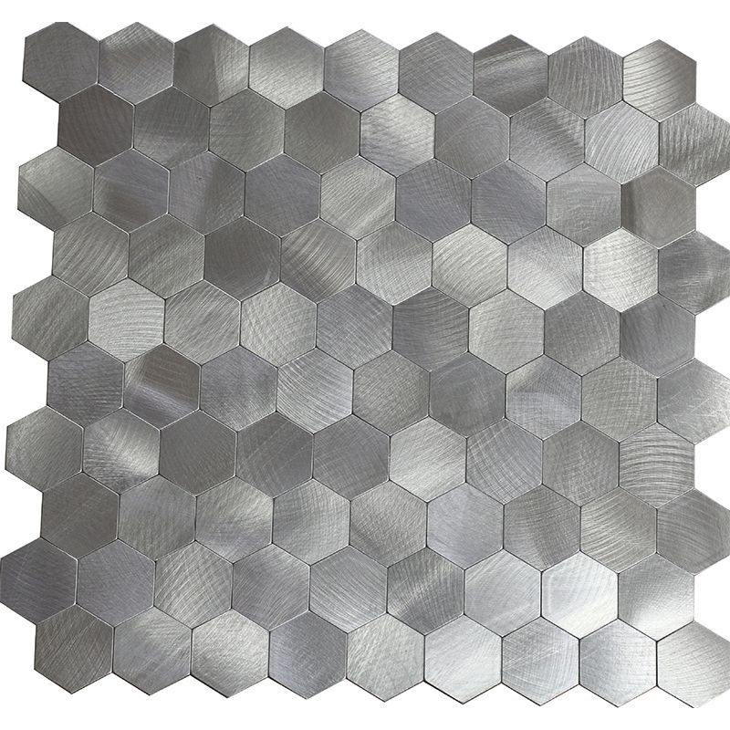 Hexagonal Mosaic Tile Metal Peel and Stick Tiles for Kitchen and Bathroom, 11.8"x 11.8" Clearhalo 'Flooring 'Home Improvement' 'home_improvement' 'home_improvement_peel_stick_blacksplash' 'Peel & Stick Backsplash Tile' 'peel_stick_blacksplash' 'Walls & Ceilings' Walls and Ceiling' 1200x1200_a69d2c21-4a55-40c0-9670-5afadd0b4fff