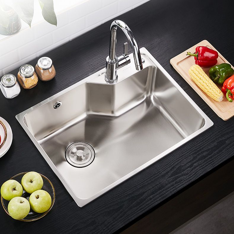 Stainless Steel 1 Holes Sink Contemporary Kitchen Sink with Basket Strainer Clearhalo 'Home Improvement' 'home_improvement' 'home_improvement_kitchen_sinks' 'Kitchen Remodel & Kitchen Fixtures' 'Kitchen Sinks & Faucet Components' 'Kitchen Sinks' 'kitchen_sinks' 1200x1200_a6a3ce3d-07ec-4dd5-b3cb-b1005d684a8f