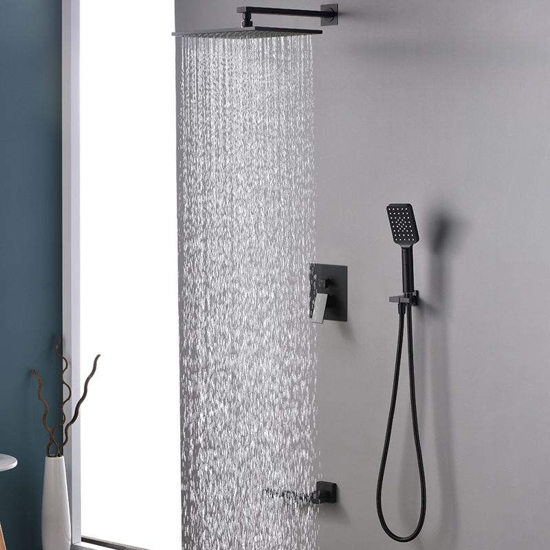 Square Black Spot Resist Shower Faucet Shower Arm Shower with Handheld Shower Head Clearhalo 'Bathroom Remodel & Bathroom Fixtures' 'Home Improvement' 'home_improvement' 'home_improvement_shower_faucets' 'Shower Faucets & Systems' 'shower_faucets' 'Showers & Bathtubs Plumbing' 'Showers & Bathtubs' 1200x1200_a6b31bdc-e23f-4933-b6a7-00d0658a1b91