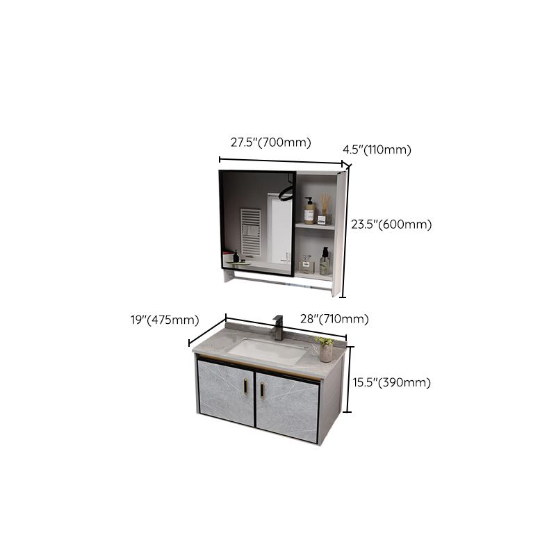 Glam Metal Sink Vanity Wall Mount Bathroom Vanity Set with Mirror Clearhalo 'Bathroom Remodel & Bathroom Fixtures' 'Bathroom Vanities' 'bathroom_vanities' 'Home Improvement' 'home_improvement' 'home_improvement_bathroom_vanities' 1200x1200_a6b52362-dd07-470e-878d-e70772412014