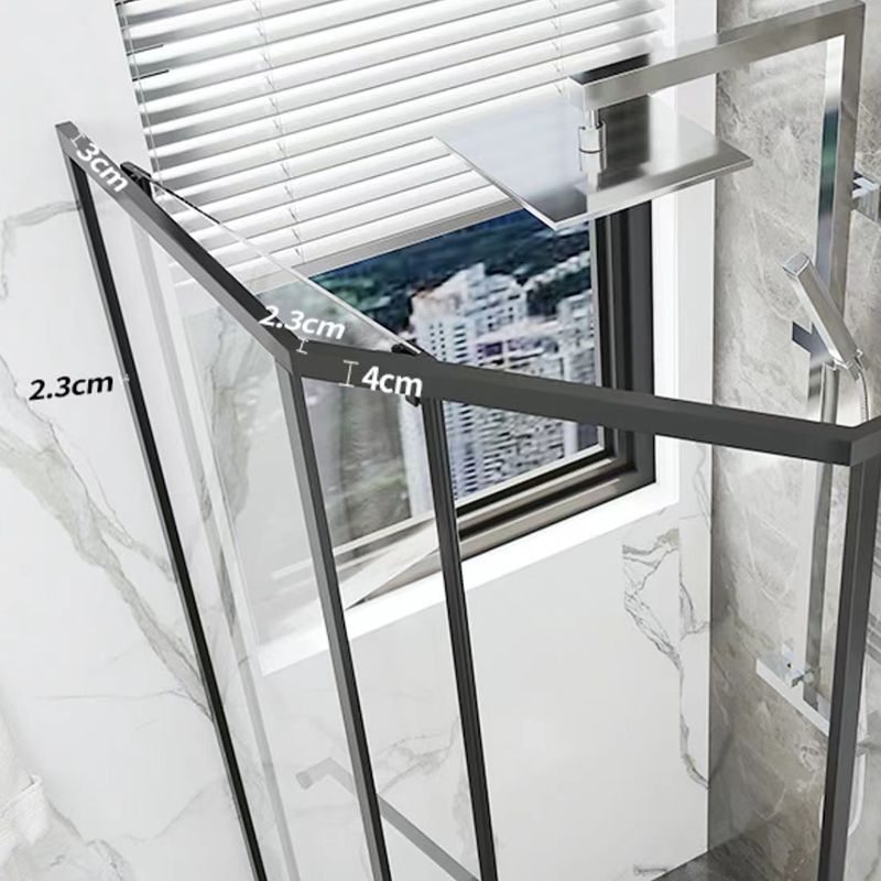 Framed Single Sliding Shower Enclosure Neo-Angle Black Shower Enclosure Clearhalo 'Bathroom Remodel & Bathroom Fixtures' 'Home Improvement' 'home_improvement' 'home_improvement_shower_stalls_enclosures' 'Shower Stalls & Enclosures' 'shower_stalls_enclosures' 'Showers & Bathtubs' 1200x1200_a6cc3065-98b4-4914-94f0-010556e61a36