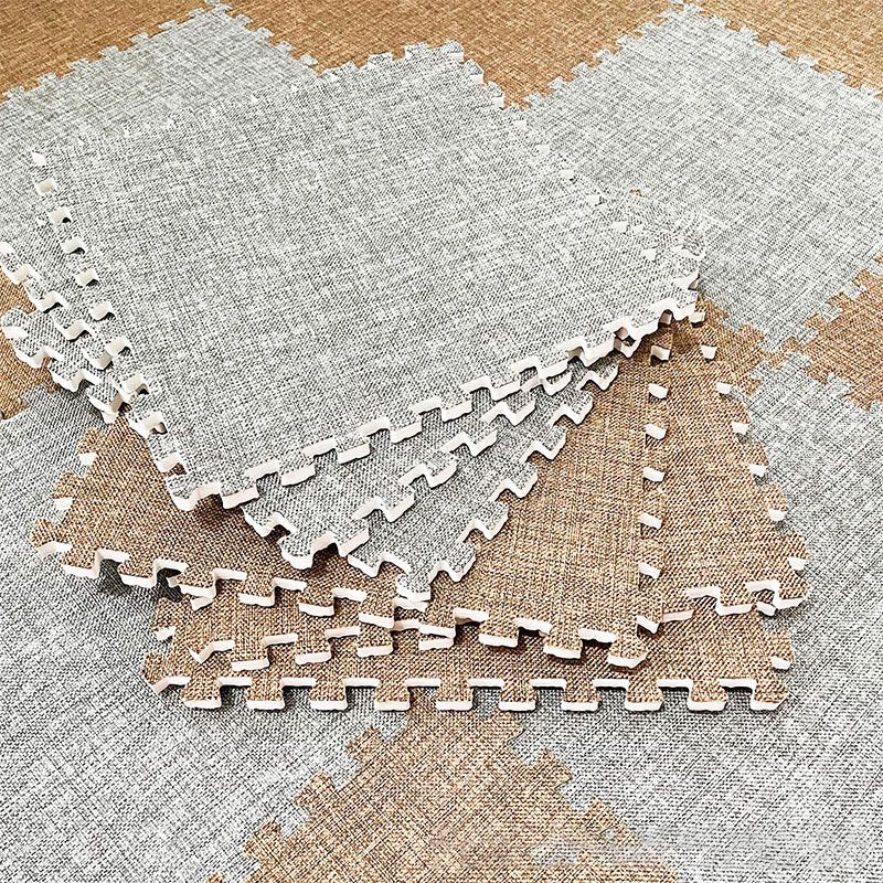 Interlocking Carpet Tiles Foam Solid Color Indoor Carpet Tiles - Clearhalo