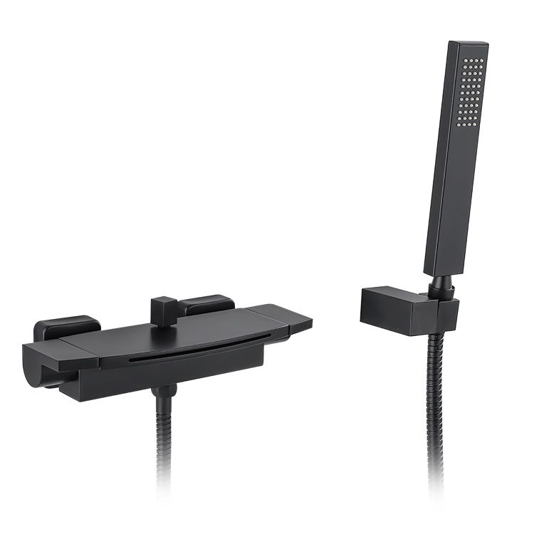 Two Handle Bathroom Faucet Wall Mounted Fixed Tub Faucet Trim Clearhalo 'Bathroom Remodel & Bathroom Fixtures' 'Bathtub Faucets' 'bathtub_faucets' 'Home Improvement' 'home_improvement' 'home_improvement_bathtub_faucets' 1200x1200_a6dddc76-5d73-49ef-94a8-280f4b64c270