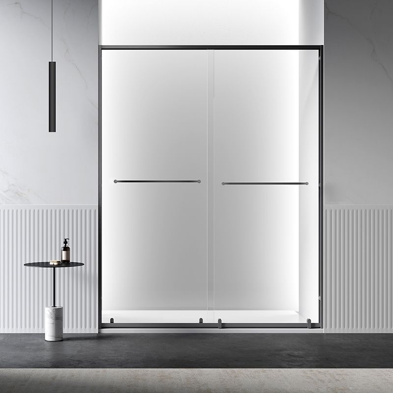 Double Shift Semi Frameless Narrow Bezel Tempered Glass Shower Door Clearhalo 'Bathroom Remodel & Bathroom Fixtures' 'Home Improvement' 'home_improvement' 'home_improvement_shower_tub_doors' 'Shower and Tub Doors' 'shower_tub_doors' 'Showers & Bathtubs' 1200x1200_a6e26598-ef87-40a3-9b70-e60a40d4d5c7