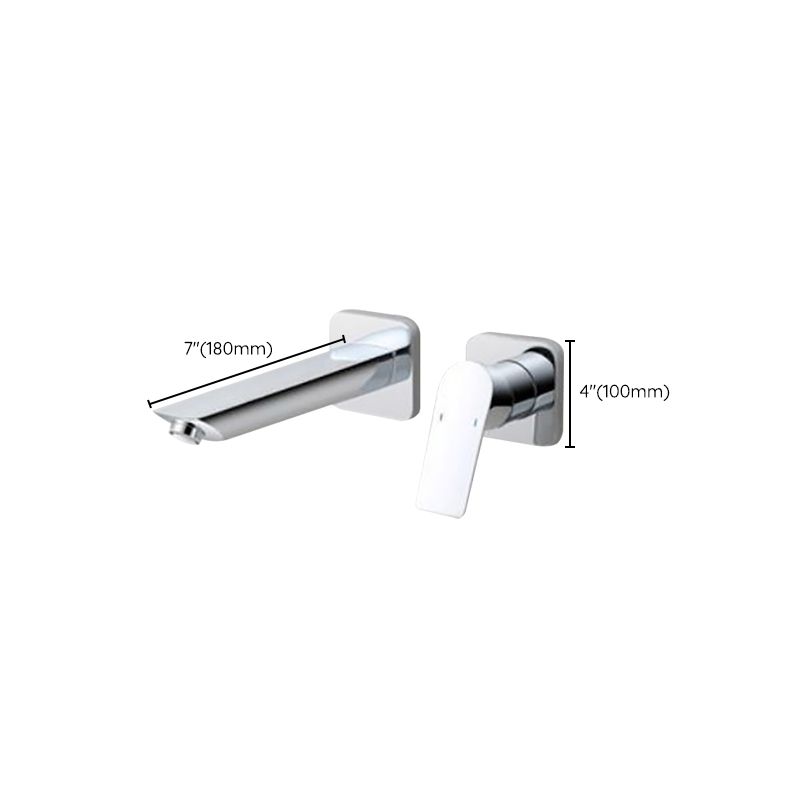 Modern Bathtub Faucet Copper Fixed Lever Handle Wall Mounted Bathroom Faucet Clearhalo 'Bathroom Remodel & Bathroom Fixtures' 'Bathtub Faucets' 'bathtub_faucets' 'Home Improvement' 'home_improvement' 'home_improvement_bathtub_faucets' 1200x1200_a6edfaf3-a143-40ad-ad7e-9fa0a66260bb