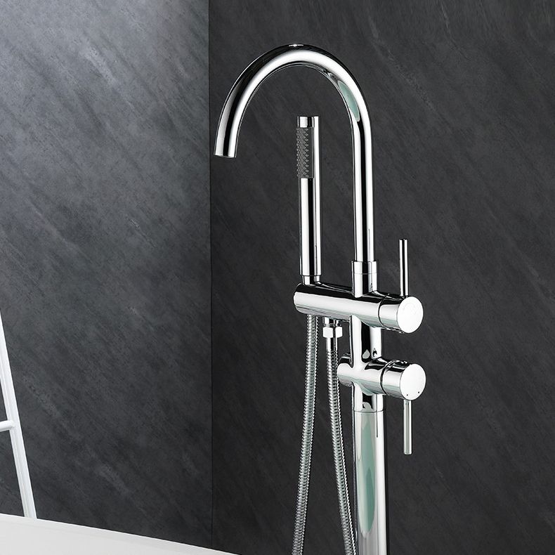 Floor Mounted Freestanding Bathtub Faucet Modern Style Metal Freestanding Faucet Clearhalo 'Bathroom Remodel & Bathroom Fixtures' 'Bathtub Faucets' 'bathtub_faucets' 'Home Improvement' 'home_improvement' 'home_improvement_bathtub_faucets' 1200x1200_a6ee1e8a-e9dc-4685-8a6c-3b0469463eb0