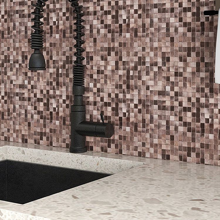 Mosaic Tile Wallpaper Square Shape Peel & Stick Mosaic Tile with Metal Look Clearhalo 'Flooring 'Home Improvement' 'home_improvement' 'home_improvement_peel_stick_blacksplash' 'Peel & Stick Backsplash Tile' 'peel_stick_blacksplash' 'Walls & Ceilings' Walls and Ceiling' 1200x1200_a6f25a3b-95c8-48fc-839c-7420b4241bf1