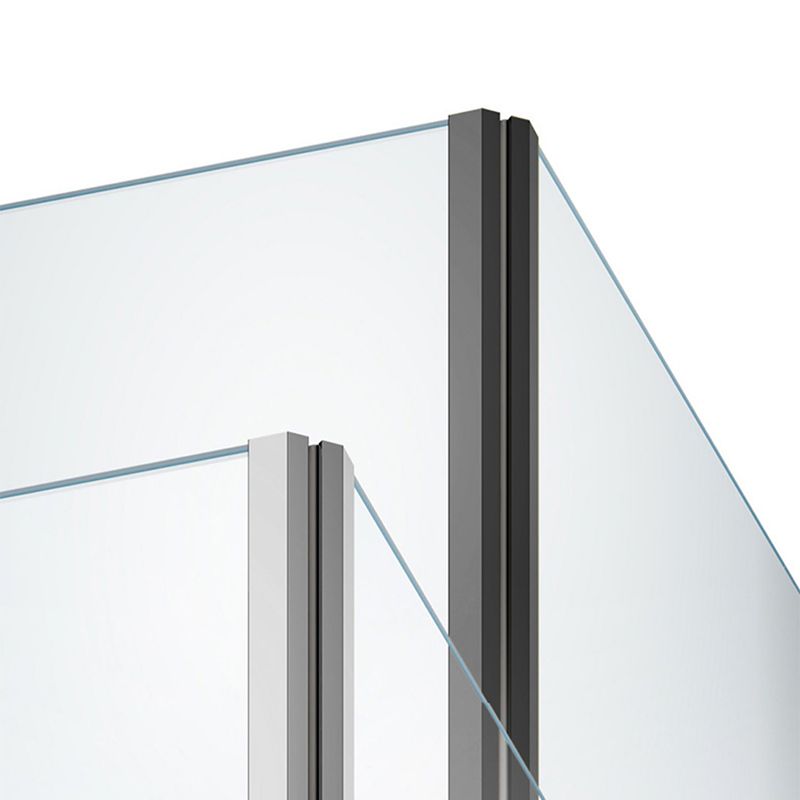 Black Folding Tempered Glass Shower Enclosure Transparent Shower Kit Clearhalo 'Bathroom Remodel & Bathroom Fixtures' 'Home Improvement' 'home_improvement' 'home_improvement_shower_stalls_enclosures' 'Shower Stalls & Enclosures' 'shower_stalls_enclosures' 'Showers & Bathtubs' 1200x1200_a6f7643d-fea6-4415-b1bf-ec9ad26c2844