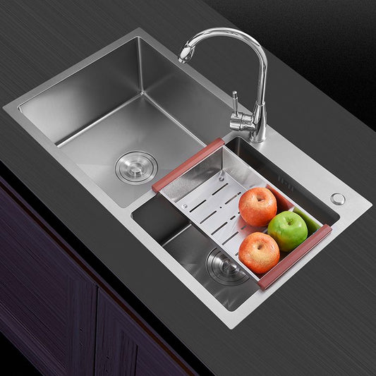 Modern Style Kitchen Sink Drop-In Stainless Steel Kitchen Double Sink Clearhalo 'Home Improvement' 'home_improvement' 'home_improvement_kitchen_sinks' 'Kitchen Remodel & Kitchen Fixtures' 'Kitchen Sinks & Faucet Components' 'Kitchen Sinks' 'kitchen_sinks' 1200x1200_a701ab02-c696-4d10-be90-124a6afdafcc