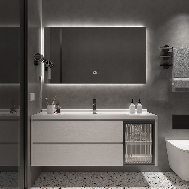 Rectangular Bathroom Vanity Single Sink White Wall-Mounted 2 Soft Close Drawers Vanity Clearhalo 'Bathroom Remodel & Bathroom Fixtures' 'Bathroom Vanities' 'bathroom_vanities' 'Home Improvement' 'home_improvement' 'home_improvement_bathroom_vanities' 1200x1200_a7139fbe-8e5f-4420-972e-b0b5cd202f62
