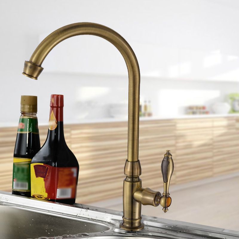 Traditional 2-Function Kitchen Faucet 1-Handle 1-Hole Faucet in Bronze Clearhalo 'Home Improvement' 'home_improvement' 'home_improvement_kitchen_faucets' 'Kitchen Faucets' 'Kitchen Remodel & Kitchen Fixtures' 'Kitchen Sinks & Faucet Components' 'kitchen_faucets' 1200x1200_a727029b-df79-427a-b5e8-6c054cfbeeba