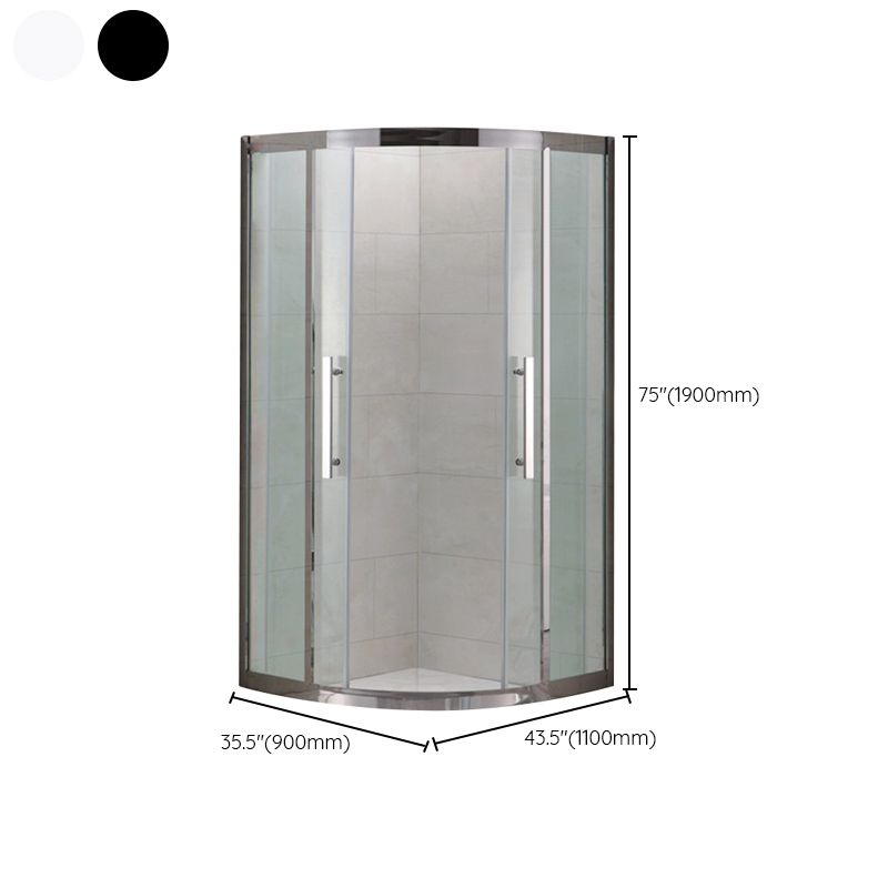Shower Enclosure Semi-Frameless Double Sliding Neo-Angle Black Door Handles Shower Stall Clearhalo 'Bathroom Remodel & Bathroom Fixtures' 'Home Improvement' 'home_improvement' 'home_improvement_shower_stalls_enclosures' 'Shower Stalls & Enclosures' 'shower_stalls_enclosures' 'Showers & Bathtubs' 1200x1200_a730aa52-ec9c-4b7d-b95f-639fd70a0e0c