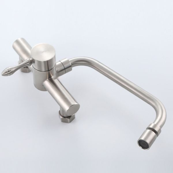 Contemporary 2 Hole Pot Filler No Sensor Single Level Pot Filler in Silver Clearhalo 'Home Improvement' 'home_improvement' 'home_improvement_kitchen_faucets' 'Kitchen Faucets' 'Kitchen Remodel & Kitchen Fixtures' 'Kitchen Sinks & Faucet Components' 'kitchen_faucets' 1200x1200_a73d49d6-d764-41e5-8e93-c2ba3a2a303a