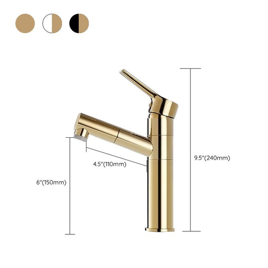 Swivel Spout Basin Faucet Pull-out Luxury Vanity Sink Faucet Circular Brass Faucet Clearhalo 'Bathroom Remodel & Bathroom Fixtures' 'Bathroom Sink Faucets' 'Bathroom Sinks & Faucet Components' 'bathroom_sink_faucets' 'Home Improvement' 'home_improvement' 'home_improvement_bathroom_sink_faucets' 1200x1200_a740d979-395a-4632-aa50-e080d57d3ada
