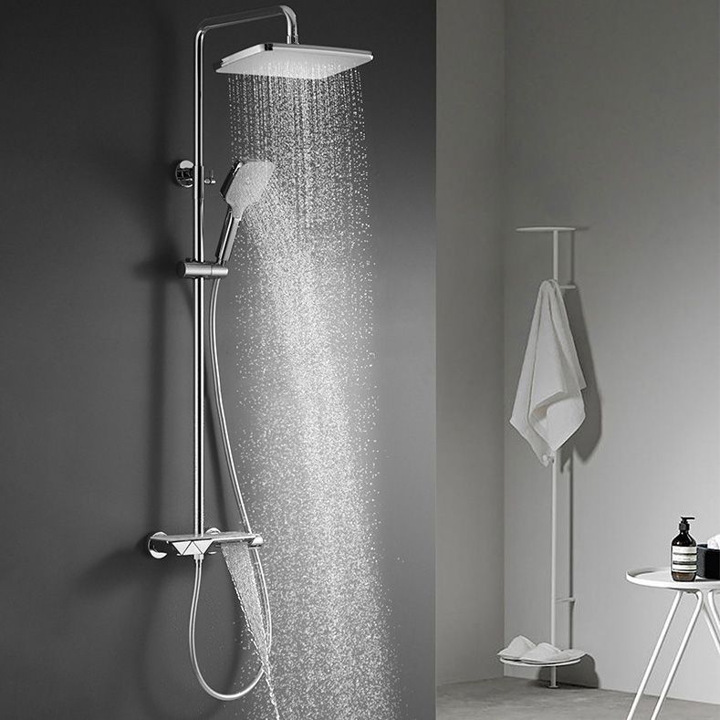 Wall Mounted Modern Square Metal Shower Adjustable Shower Head Shower Faucet Clearhalo 'Bathroom Remodel & Bathroom Fixtures' 'Home Improvement' 'home_improvement' 'home_improvement_shower_faucets' 'Shower Faucets & Systems' 'shower_faucets' 'Showers & Bathtubs Plumbing' 'Showers & Bathtubs' 1200x1200_a742a6e2-37c1-4d4e-a158-cd24a7623ba5