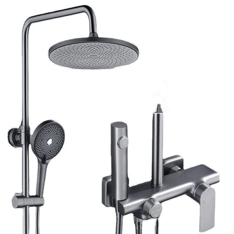 Temperature Control Shower System Valve Included Brass Wall Mounted Shower Combo Clearhalo 'Bathroom Remodel & Bathroom Fixtures' 'Home Improvement' 'home_improvement' 'home_improvement_shower_faucets' 'Shower Faucets & Systems' 'shower_faucets' 'Showers & Bathtubs Plumbing' 'Showers & Bathtubs' 1200x1200_a74d8368-e0b8-40b3-b01a-6cea62b9fa5b