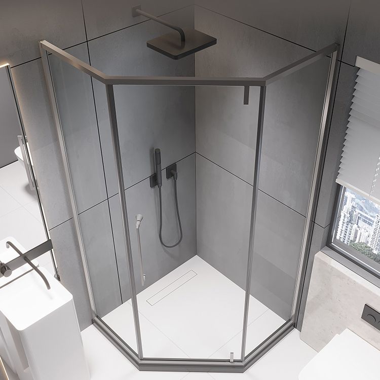 Contemporary Shower Stall Clear Neo-Angle Semi-Frameless Shower Stall Clearhalo 'Bathroom Remodel & Bathroom Fixtures' 'Home Improvement' 'home_improvement' 'home_improvement_shower_stalls_enclosures' 'Shower Stalls & Enclosures' 'shower_stalls_enclosures' 'Showers & Bathtubs' 1200x1200_a75a66ea-6ba0-45f9-a163-7c740db0d669
