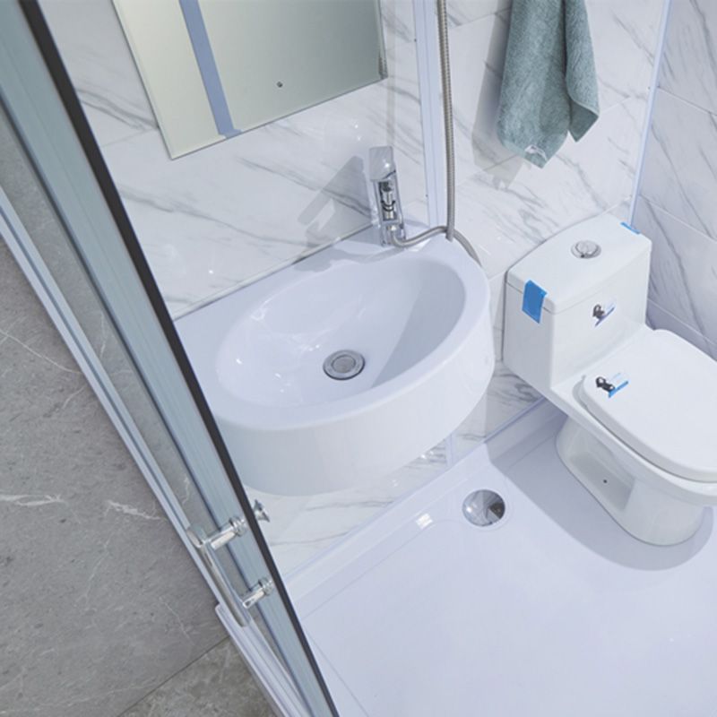 Rectangular Frosted Glass Shower Enclosure Single Sliding Framed Shower Enclosure Clearhalo 'Bathroom Remodel & Bathroom Fixtures' 'Home Improvement' 'home_improvement' 'home_improvement_shower_stalls_enclosures' 'Shower Stalls & Enclosures' 'shower_stalls_enclosures' 'Showers & Bathtubs' 1200x1200_a784b847-5992-45fc-8625-d41446df60d1