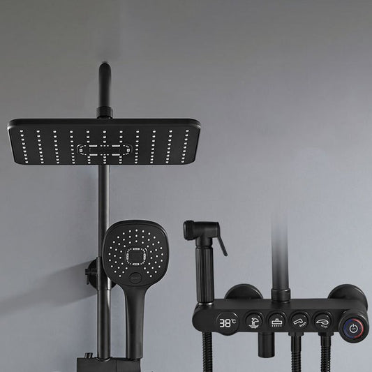 Modern Volume Control Shower Dual Shower Head Square Shower Faucet with Massage Jets Clearhalo 'Bathroom Remodel & Bathroom Fixtures' 'Home Improvement' 'home_improvement' 'home_improvement_shower_faucets' 'Shower Faucets & Systems' 'shower_faucets' 'Showers & Bathtubs Plumbing' 'Showers & Bathtubs' 1200x1200_a7ac8775-7f5a-42ef-8cb0-3db76c2287a9