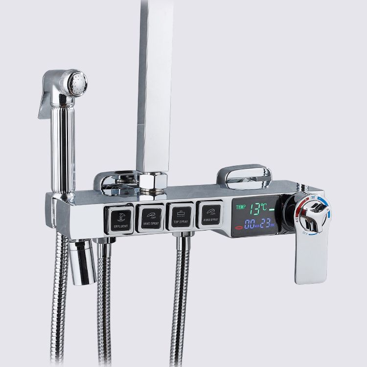 Shower System Square Rain Jet Massage Adjustable Spray Pattern Wall Mounted Shower Trim Clearhalo 'Bathroom Remodel & Bathroom Fixtures' 'Home Improvement' 'home_improvement' 'home_improvement_shower_faucets' 'Shower Faucets & Systems' 'shower_faucets' 'Showers & Bathtubs Plumbing' 'Showers & Bathtubs' 1200x1200_a7b60279-27ef-42ca-b033-34ab3714f4d5