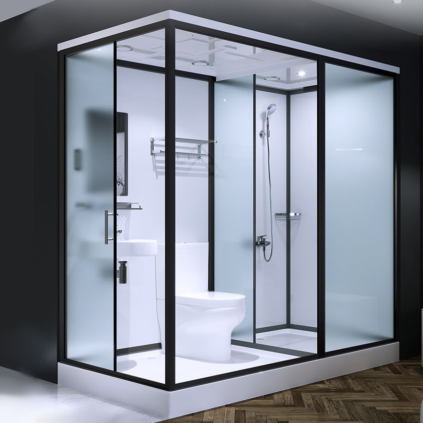 Base Included Framed Shower Stall with White Base and Fixed Panel Clearhalo 'Bathroom Remodel & Bathroom Fixtures' 'Home Improvement' 'home_improvement' 'home_improvement_shower_stalls_enclosures' 'Shower Stalls & Enclosures' 'shower_stalls_enclosures' 'Showers & Bathtubs' 1200x1200_a7b7430b-8155-46ff-964e-fb5d0449a702