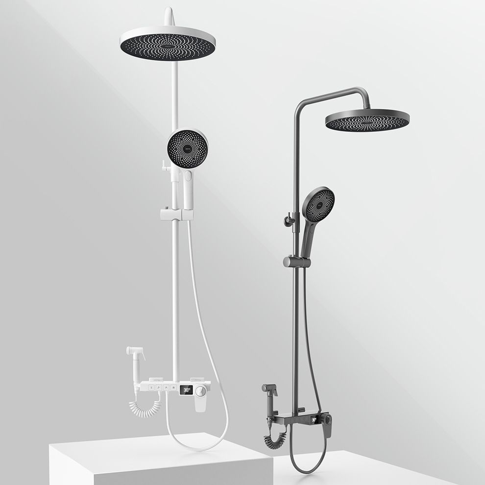 Shower System Round Adjustable Spray Pattern Massage Jet Handheld Shower Head Shower Trim Clearhalo 'Bathroom Remodel & Bathroom Fixtures' 'Home Improvement' 'home_improvement' 'home_improvement_shower_faucets' 'Shower Faucets & Systems' 'shower_faucets' 'Showers & Bathtubs Plumbing' 'Showers & Bathtubs' 1200x1200_a7bfbe74-9069-42d5-9c4e-754698a4dd23