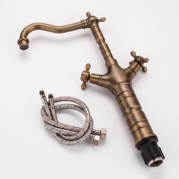 Glam Centerset Faucet Brass Cross Handles High-Arc 2 Handles Basin Lavatory Faucet Clearhalo 'Bathroom Remodel & Bathroom Fixtures' 'Bathroom Sink Faucets' 'Bathroom Sinks & Faucet Components' 'bathroom_sink_faucets' 'Home Improvement' 'home_improvement' 'home_improvement_bathroom_sink_faucets' 1200x1200_a7d44203-b5a9-4766-b243-256d4ee56a9a